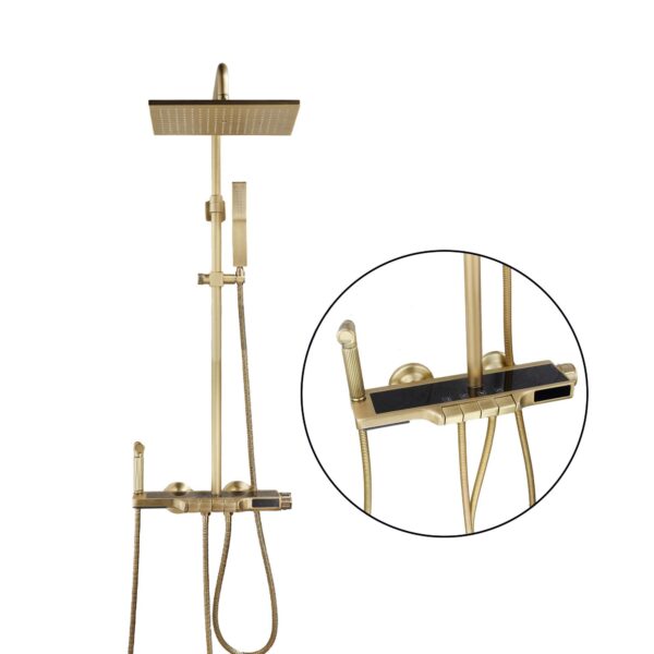 Sen cây tắm nóng lạnh CREVA đồng giả cổ, thân lớn phím đàn, hiển thị nhiệt độ cao cấp CR-025