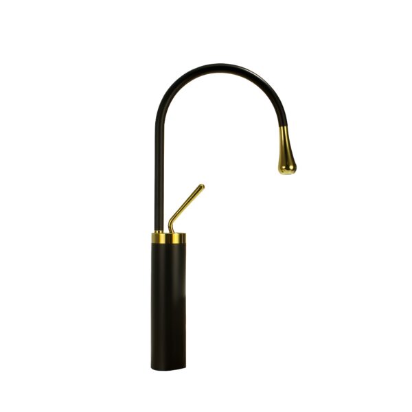 Vòi lavabo nóng lạnh CREVA đồng thau mạ đen vàng CR-260